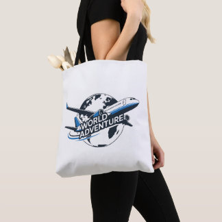 World Adventure Airplane Globe Travel Tote Bag