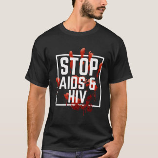 World Aids Day Stop Aids Hiv Awareness Red Ribbon T-Shirt