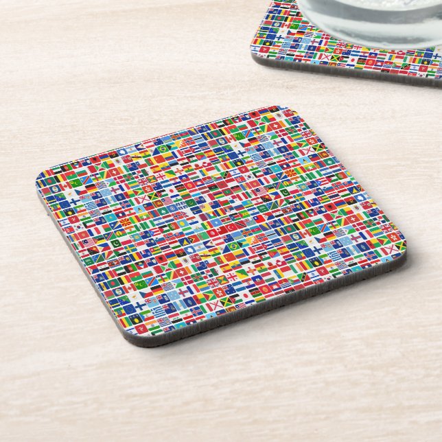 World All Countries Nation Flags Pattern Coaster (Left Side)