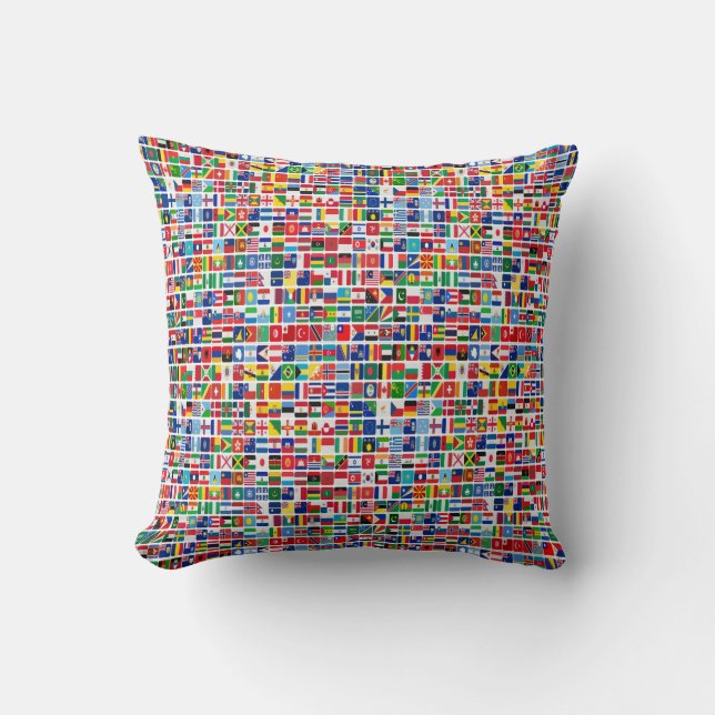 World All Countries Nation Flags Pattern Cushion (Front)