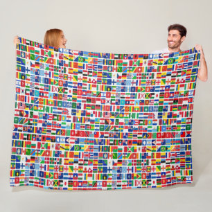 World All Countries Nation Flags Pattern Fleece Blanket