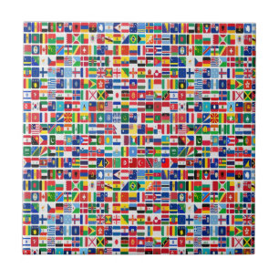 World All Countries Nation Flags Pattern Tile
