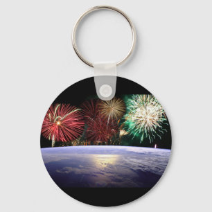 World and Fireworks Key Ring