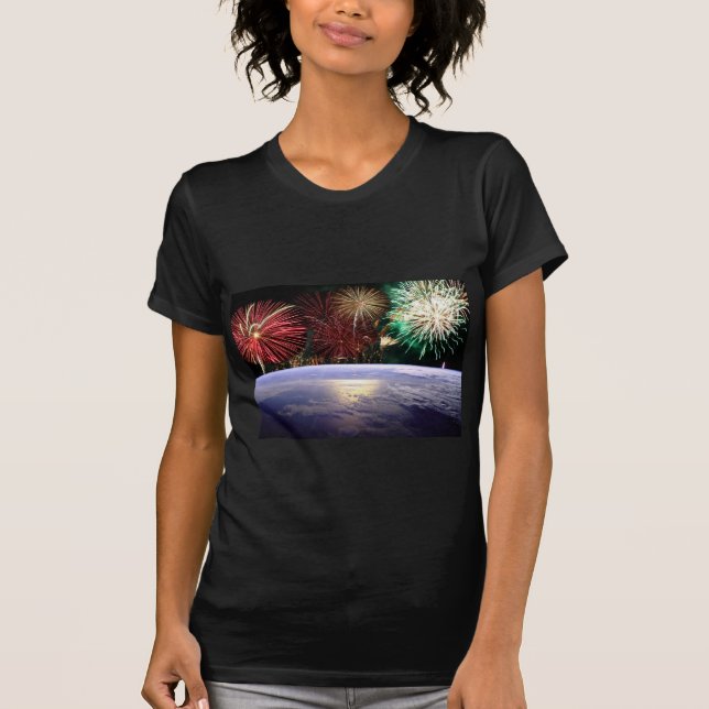 World and Fireworks T-Shirt (Front)