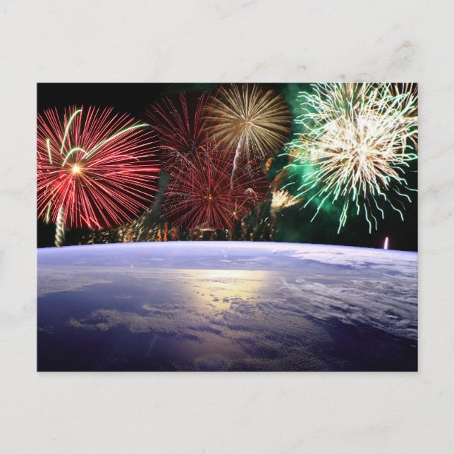 World and Fireworks, View of Earth, ZSSG Postcard (Front)