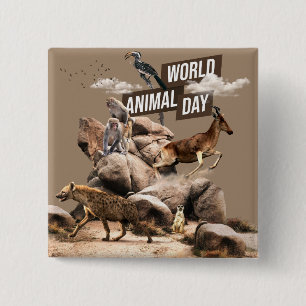 World Animal Day 15 Cm Square Badge