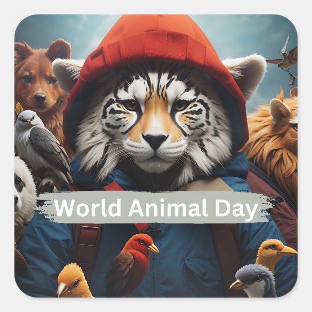 World Animal Day  Square Sticker (Front)