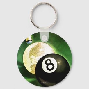 World as Cue Ball Key Ring