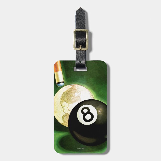 World as Cue Ball Luggage Tag (Front Vertical)