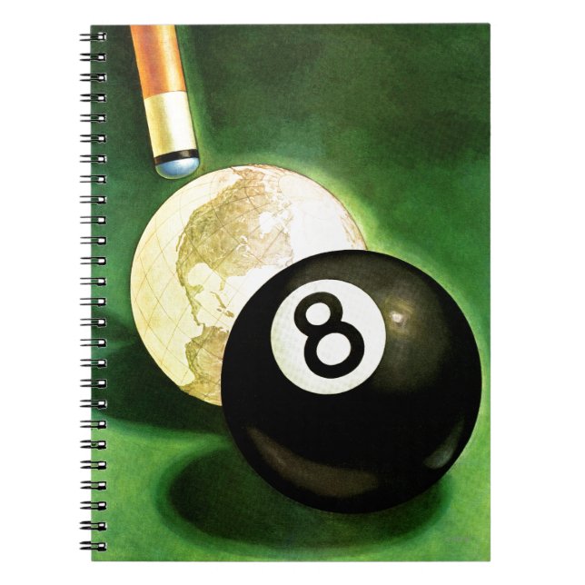 World as Cue Ball Spiral Notebook (Front)