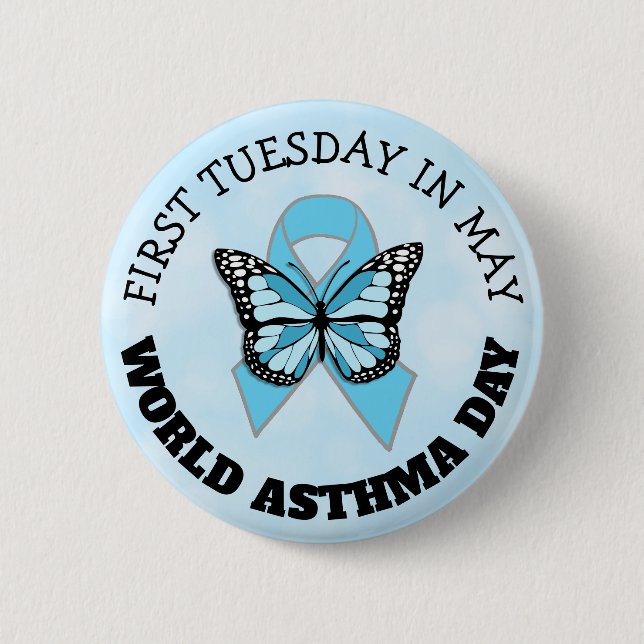 World Asthma Day 6 Cm Round Badge (Front)