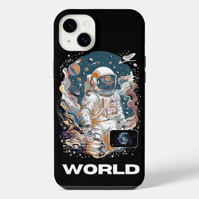 WORLD Astronaut design  iPhone Case (Back)