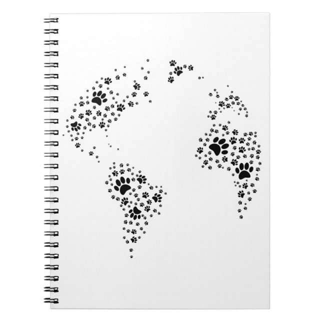 World Atlas Dog Paw Prints Notebook (Front)
