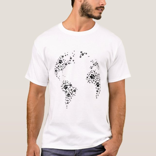 World Atlas Dog Paw Prints T-Shirt (Front)