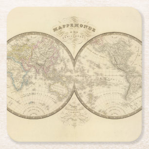 World Atlas Map Square Paper Coaster