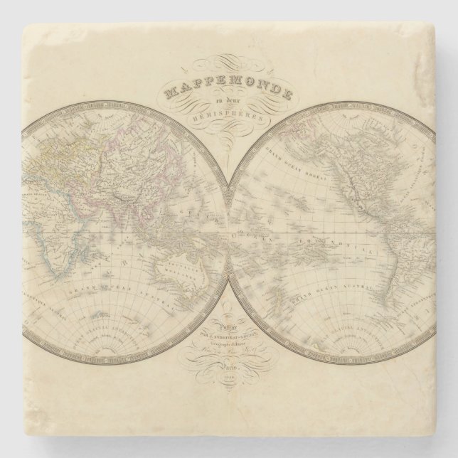 World Atlas Map Stone Coaster (Front)