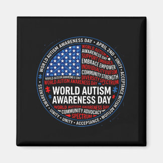 World autism awareness day 2nd april ribbon merch magnet