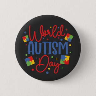 World Autism Awareness Day Colorful Puzzle Piece 6 Cm Round Badge