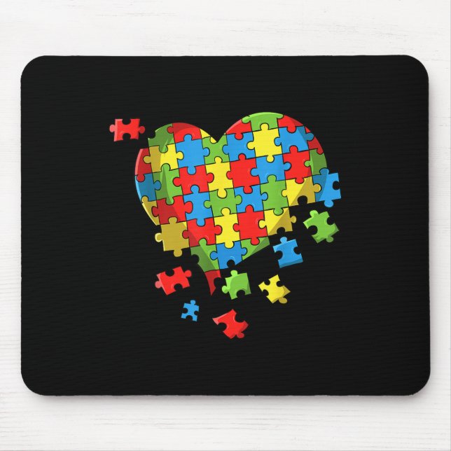 World Autism Awareness Day Heart  Mouse Pad (Front)