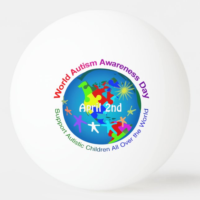 World Autism Awareness Day Ping Pong Ball (Front)