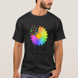 World Autism Awareness Day Puzzle Sunflower Ribbon T-Shirt
