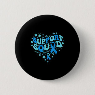 World autism awareness day support squad ribbon 6 cm round badge