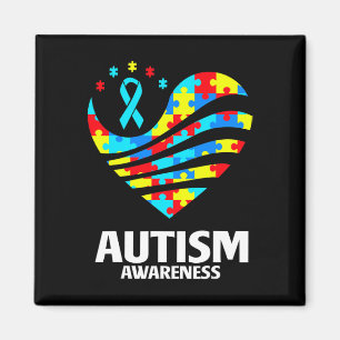 World Autism Awareness Puzzle Pieces Heart Autisti Magnet