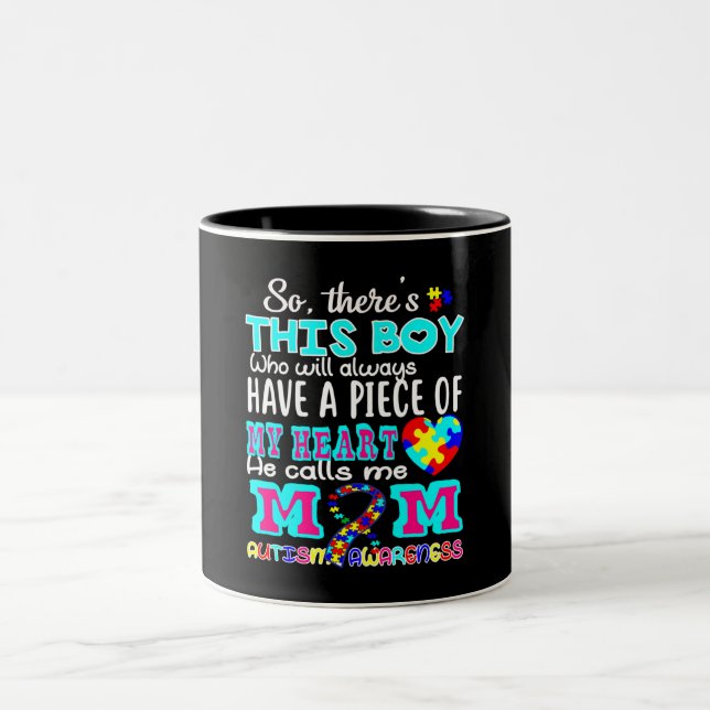 World Autism Day Shirt Autism Awareness Two-Tone Coffee Mug (Center)