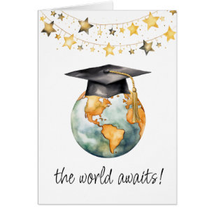 World Awaits Congratulations Graduate Greeting 