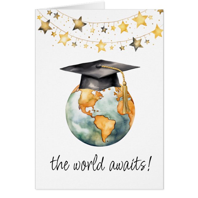 World Awaits Congratulations Graduate Greeting  (Front)