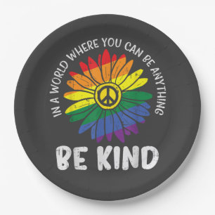 World Be Kind Rainbow Paper Plate