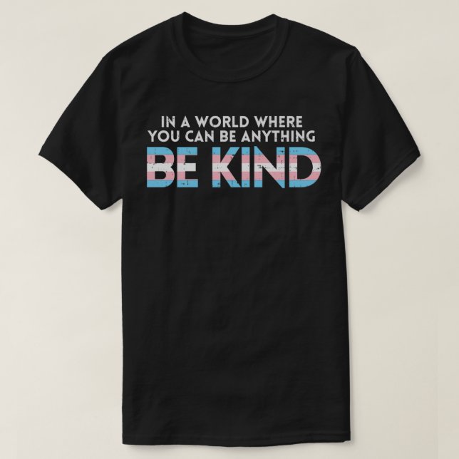 World Be Kind Transgender Trans Pride Transseual L T-Shirt (Design Front)