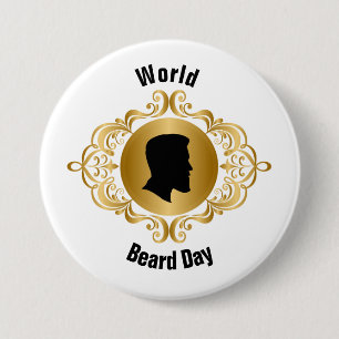 World Beard Day Silhouette Button