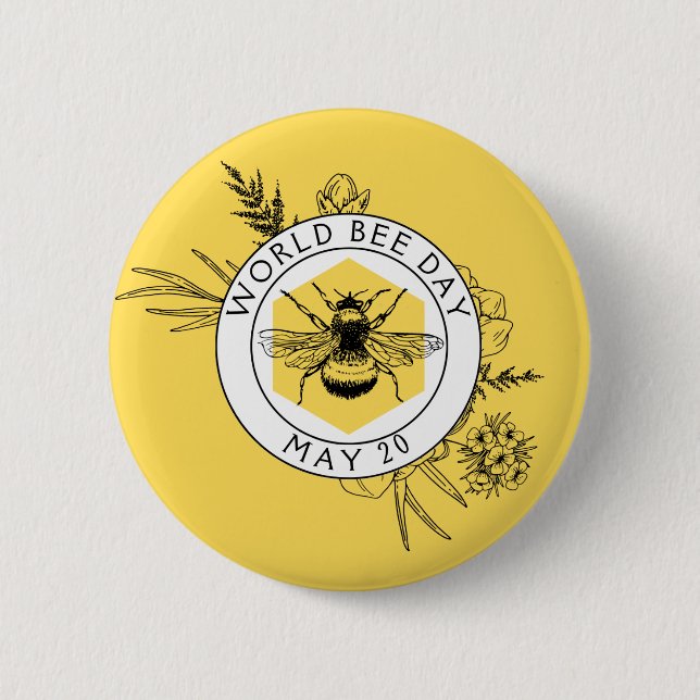 World Bee Day 6 Cm Round Badge (Front)