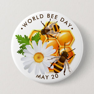 World Bee Day, honey bees, honeycomb 7.5 Cm Round Badge