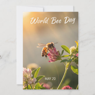 World Bee Day Honeybee Floral Art Holiday Card