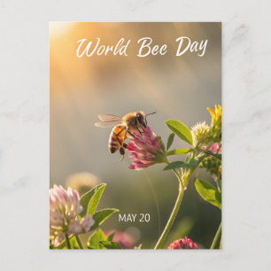 World Bee Day Honeybee Floral Art Postcard