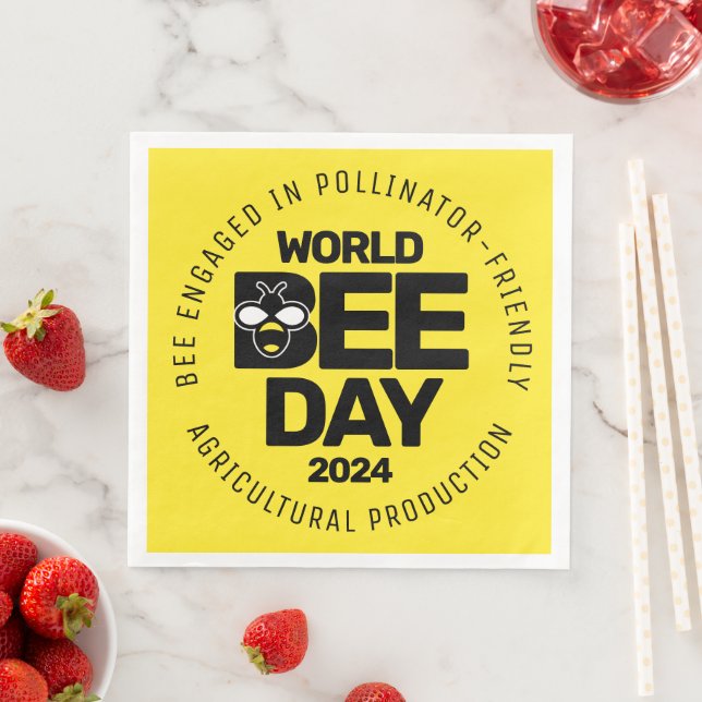 World Bee Day Yellow Black Pollinator Napkin (Insitu)