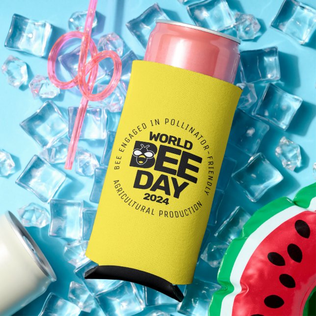 World Bee Day Yellow Black Pollinator Seltzer Can Cooler (In Situ Summer)