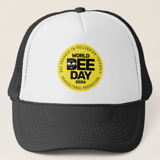 World Bee Day Yellow Black Pollinator Trucker Hat (Front)