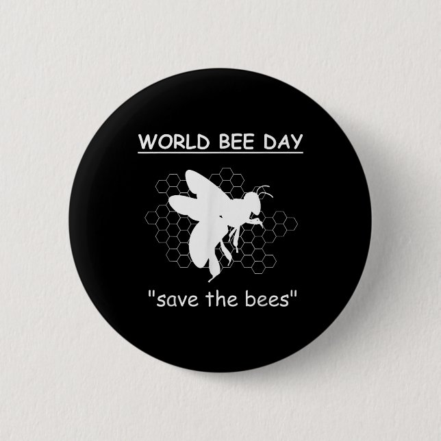 World Bee Days - Save The Bees - Environmental 6 Cm Round Badge (Front)