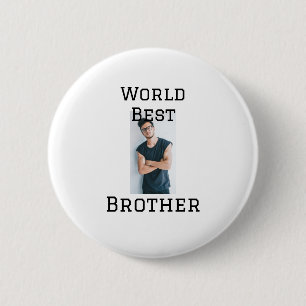 World best brother add name text sports text simpl 6 cm round badge