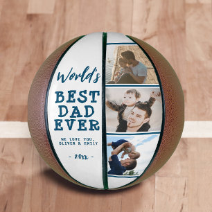 World Best Dad Blue 3 Photo Collage Keepsake  Basketball