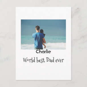 world best dad ever photo name date simple fathers postcard