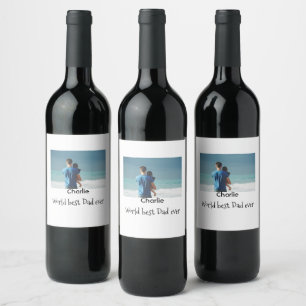 world best dad ever photo name date simple fathers wine label