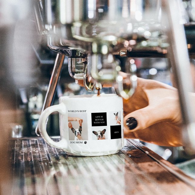 World Best Dog Mum | Collage Dog Photo Espresso Cup (Creator Uploaded)