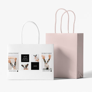 World Best Dog Mum Collage Dog Photo Large Gift Bag