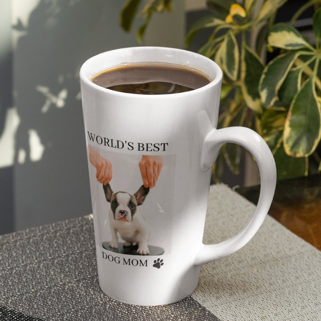 World Best Dog Mum | Collage Dog Photo Latte Mug (Creator Uploaded)