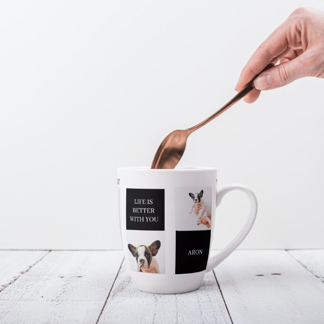 World Best Dog Mum | Collage Dog Photo Latte Mug (Creator Uploaded)