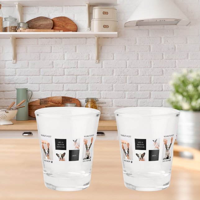 World Best Dog Mum | Collage Dog Photo Shot Glass (Creator Uploaded)